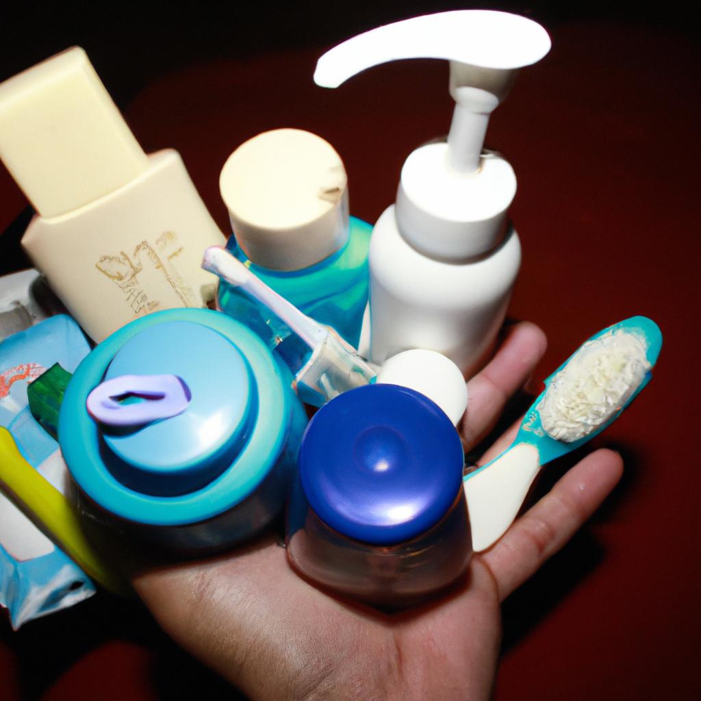 Person holding baby care items