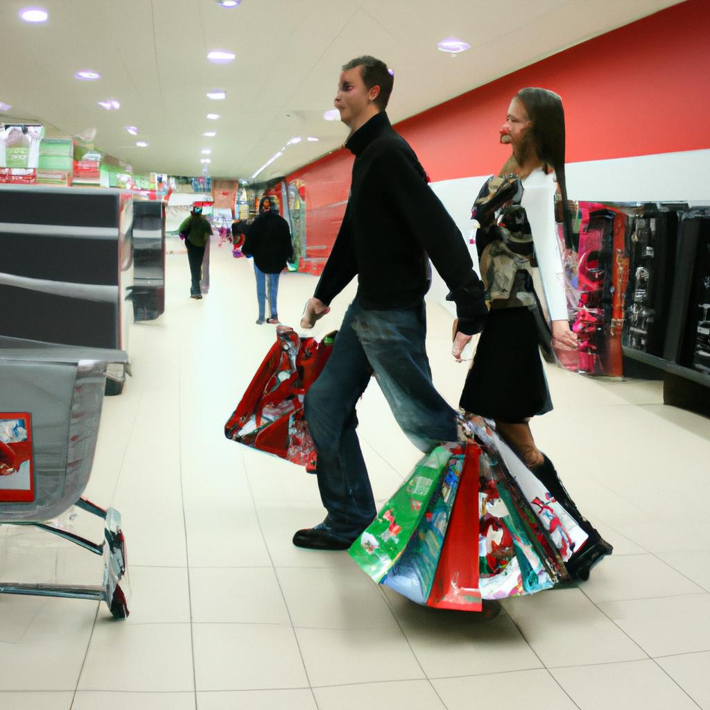 Man and woman shopping together
