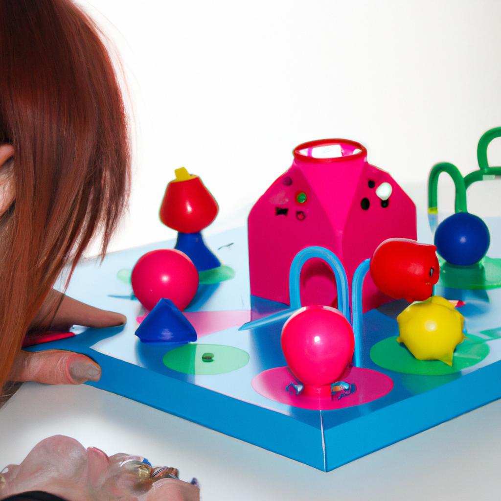 Person playing with educational toys