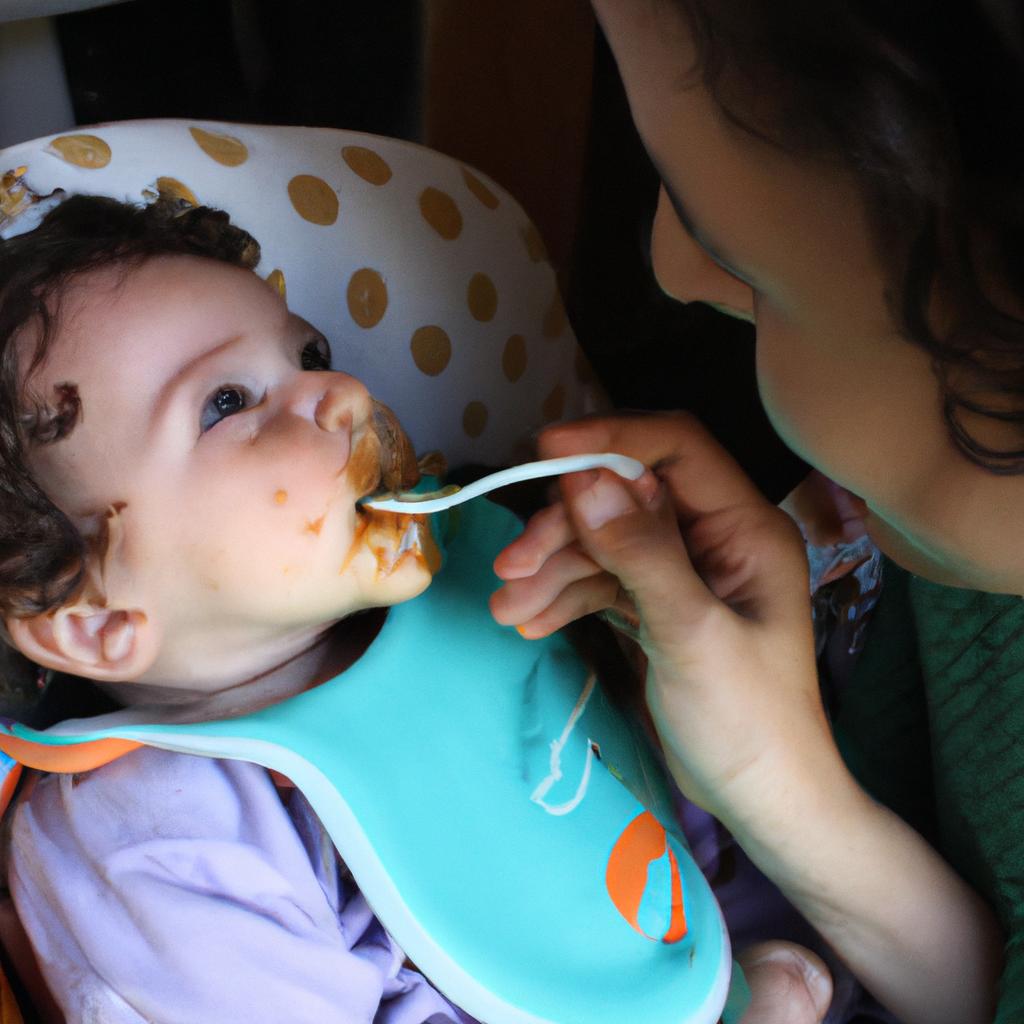 Person feeding a baby peacefully