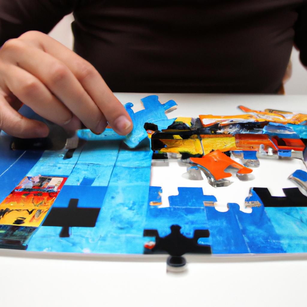 Person solving jigsaw puzzle