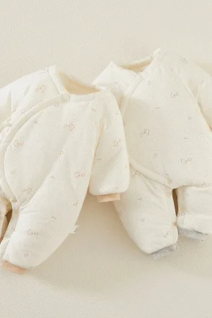 Extra Warm Infant Rompers Set Cute Cartoon Soft Cotton Padded Clothes for 0-3 Months Newborn Winter Indoor Layering Outfit